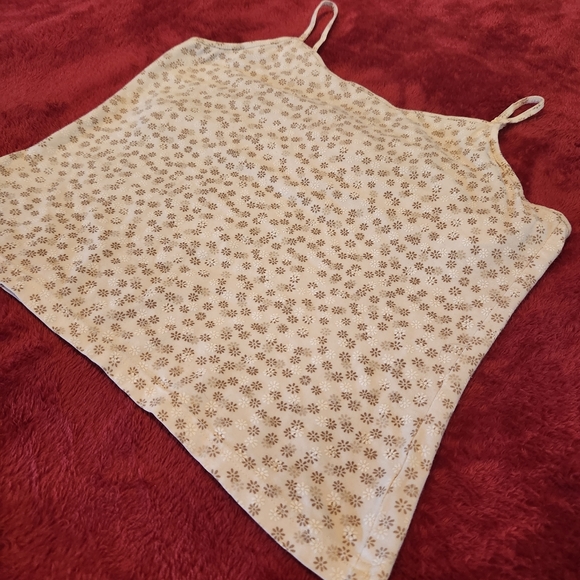 GAP Stretch Womens Crop Tank Top Floral Print White Brown Adjustable Sz Medium - Picture 2 of 9